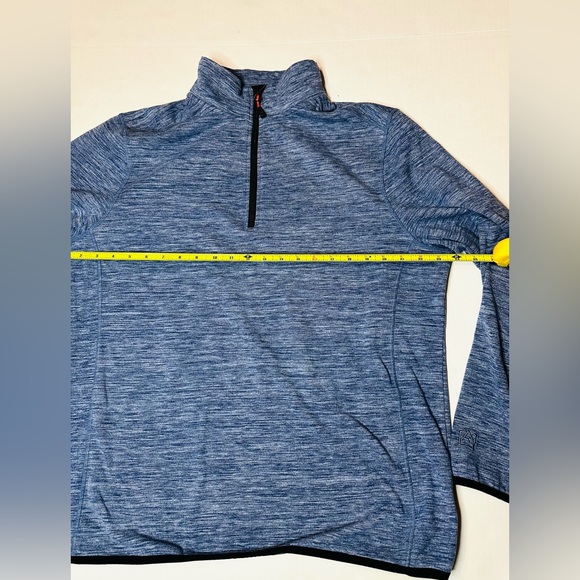 Avalanche Blue Marled Quarter Zip Long Sleeve Stretch Pullover Stand Up Collar - Picture 6 of 6